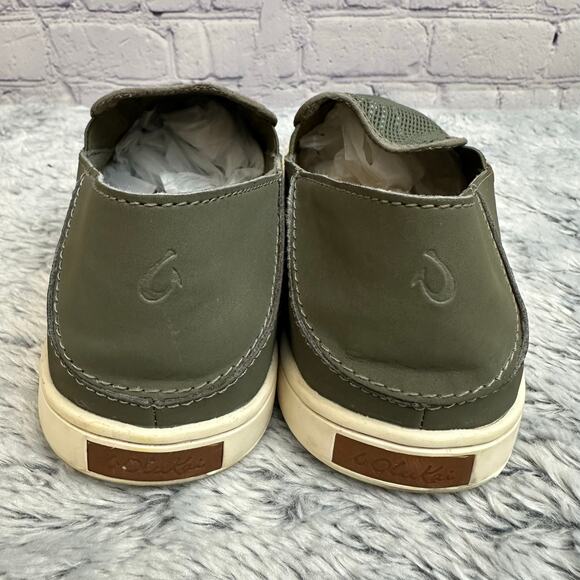 OluKai Pehuea Sage Green Palm Leaves Mesh Slip On Loafers Size 7.5 Casual Shoes - Picture 7 of 9